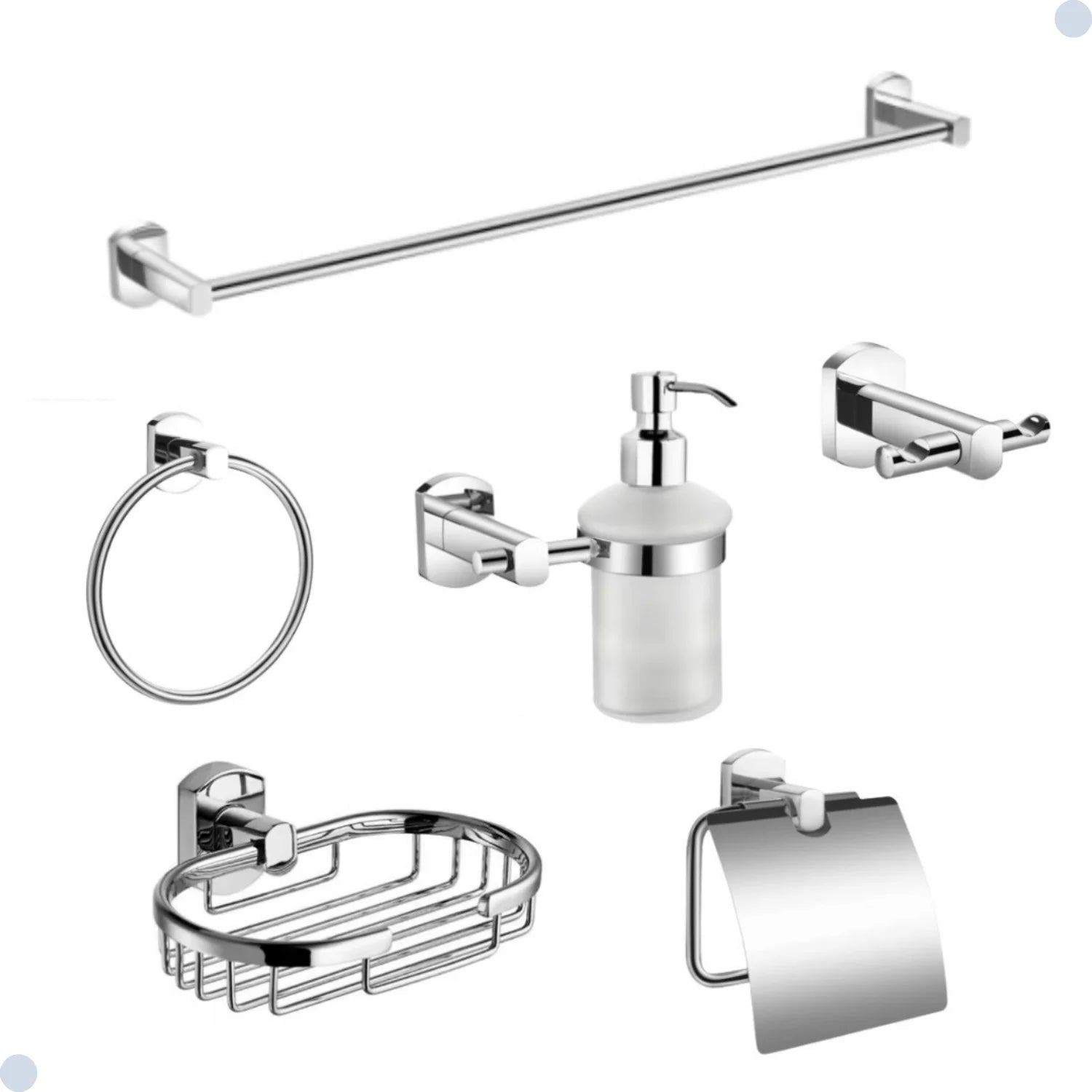 KIT ACESSÓRIOS PARA BANHEIRO CROMADO 6 PEÇAS