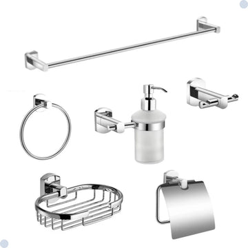 KIT ACESSÓRIOS PARA BANHEIRO CROMADO 6 PEÇAS