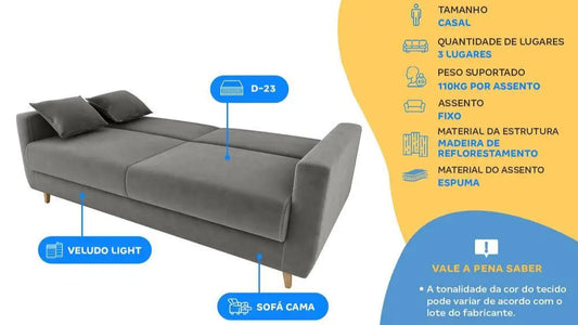 SOFÁ-CAMA CASAL 3 LUGARES